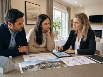 First-time homebuyers touring a home with their real estate agent