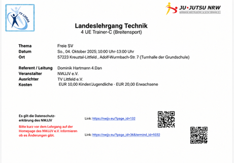 Ju-Jutsu Landeslehrgang Technik 04.10.2026
