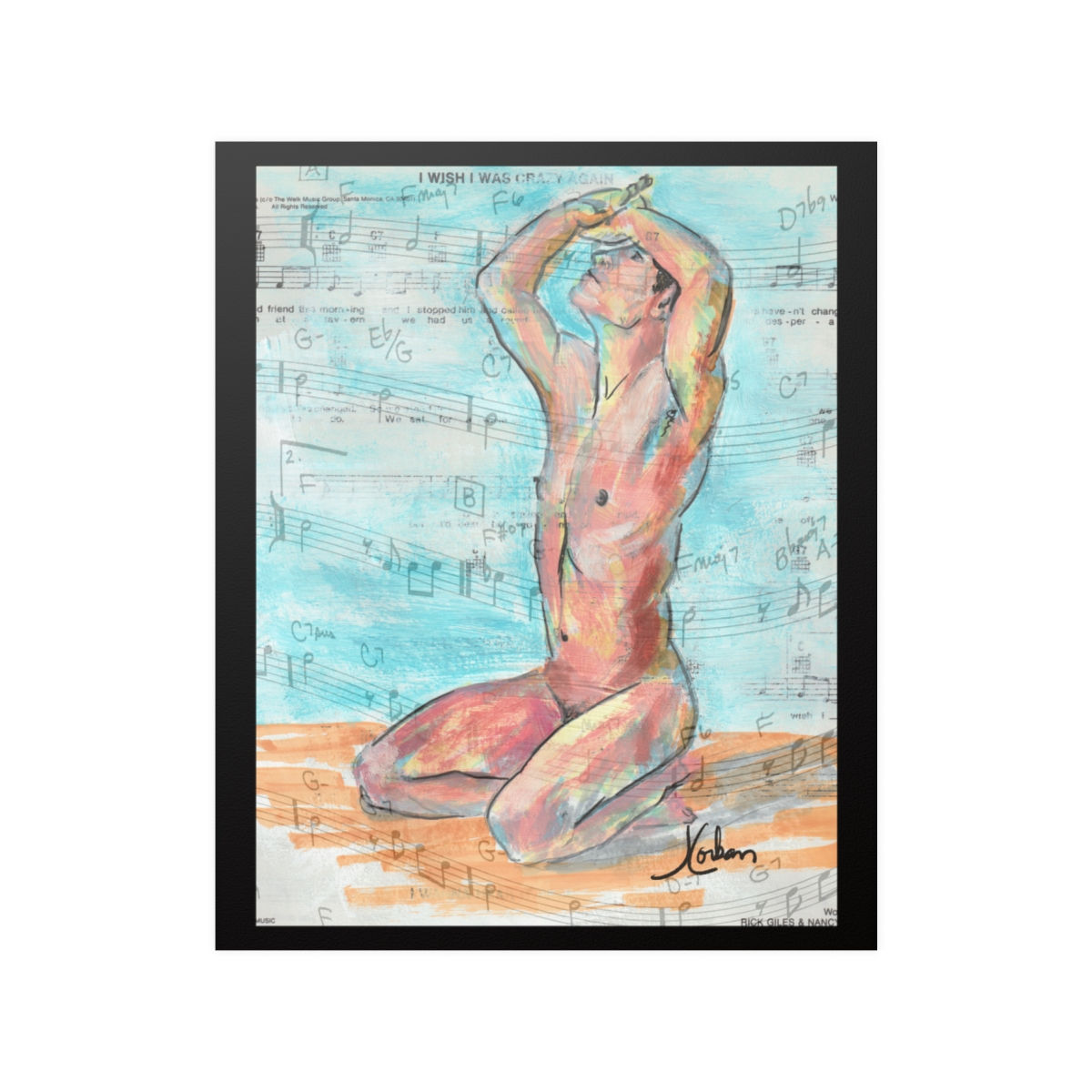 Kneeling Man in Turquoise