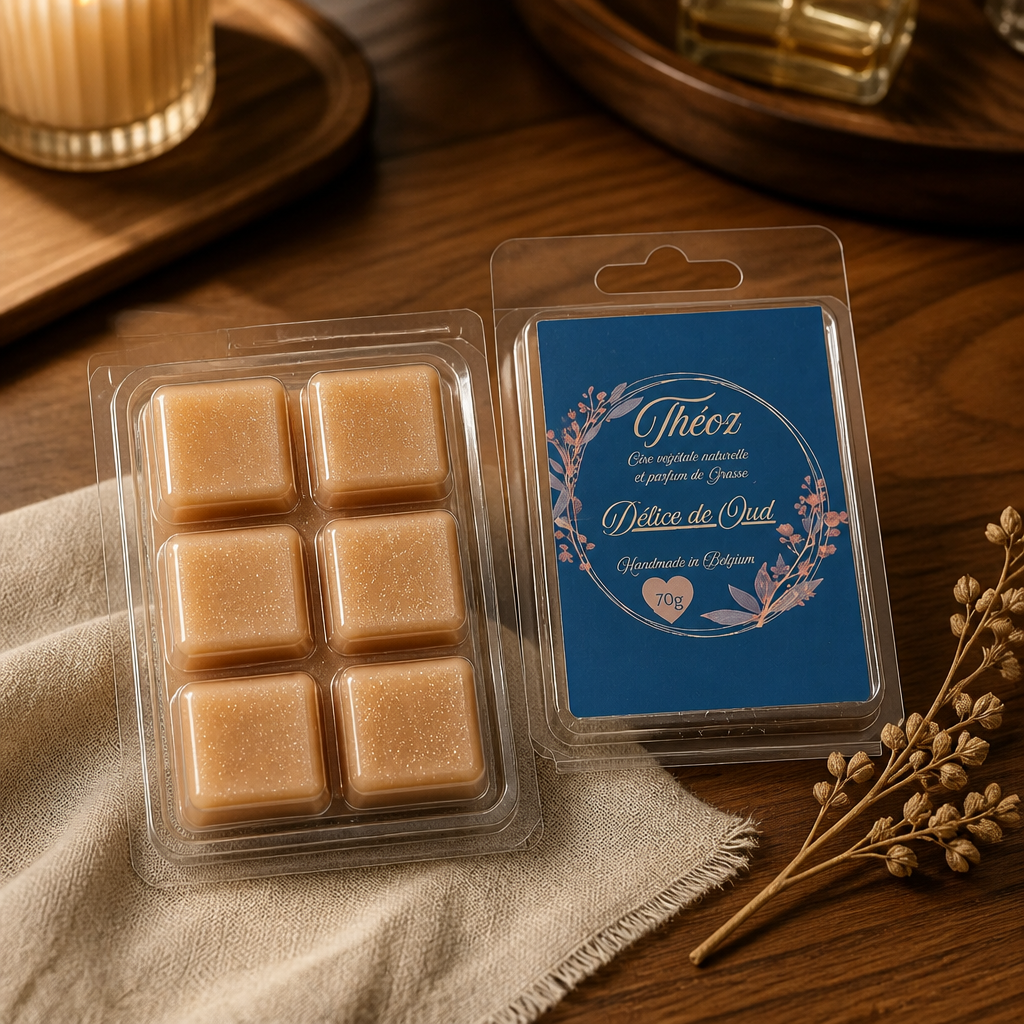 Tablette de fondant parfumé Délices de Oud à 6 carrés.