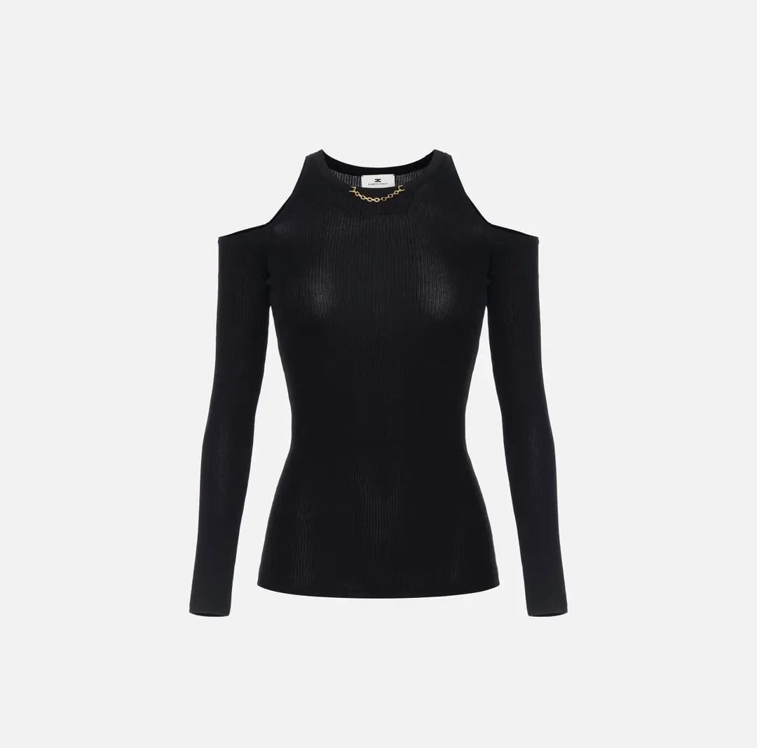 Maglia in viscosa e seta con dettaglio gioiello Elisabetta Franchi