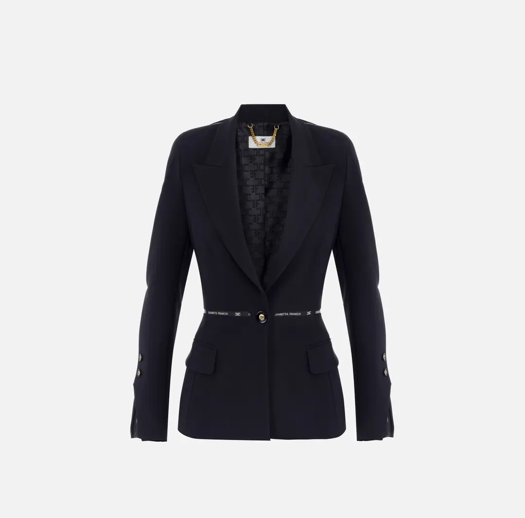 Giacca in crêpe con nastro logo Elisabetta Franchi