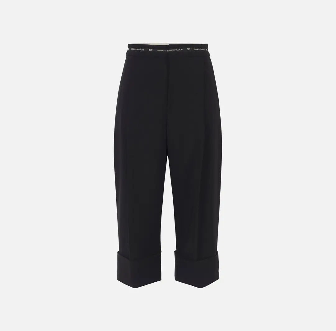 Bermuda in crêpe leggero con nastro logo Elisabetta Franchi