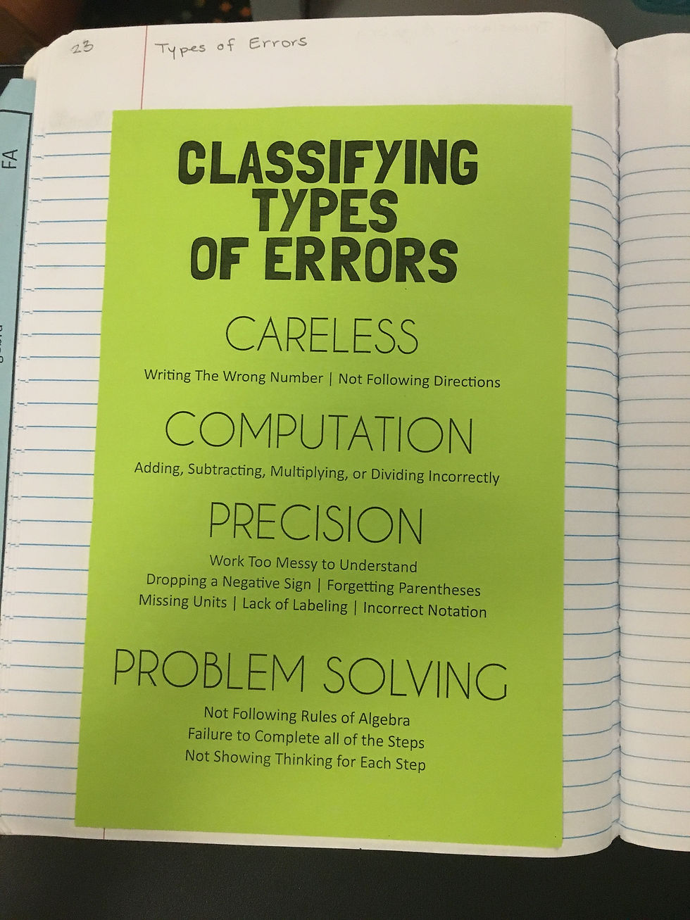 Page 23 Types of Errors