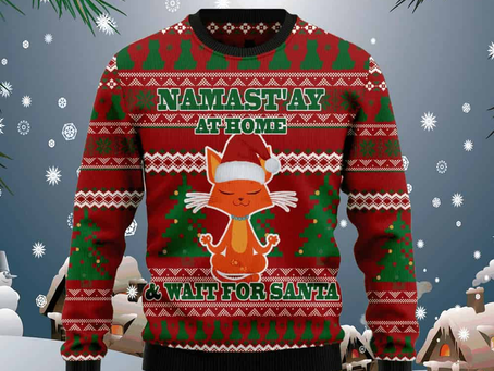 Sweatshirt Cat Yoga Ugly Christmas Sweater