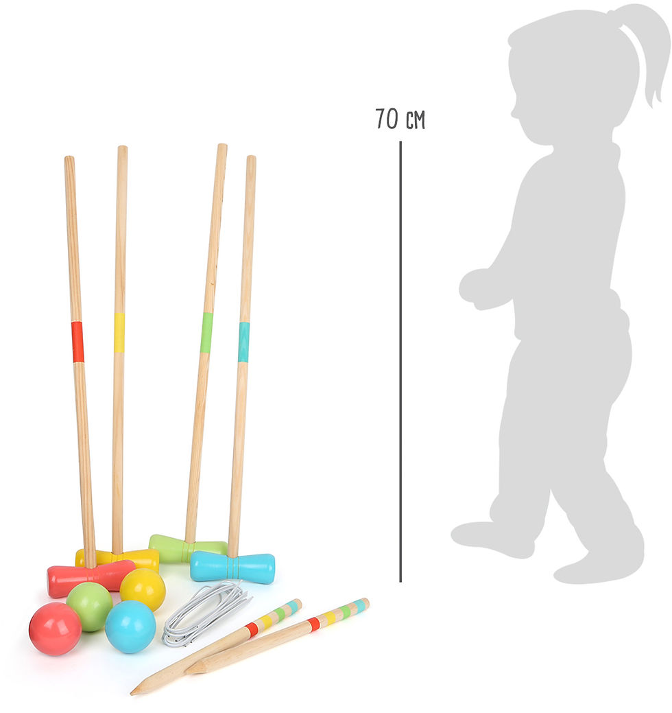 Miniature : jeu croquet enfant taille adaptée 70 cm maillets bois