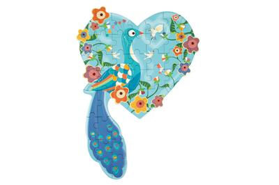 Puzzle complet de 40 pièces en forme de paon avec motifs floraux