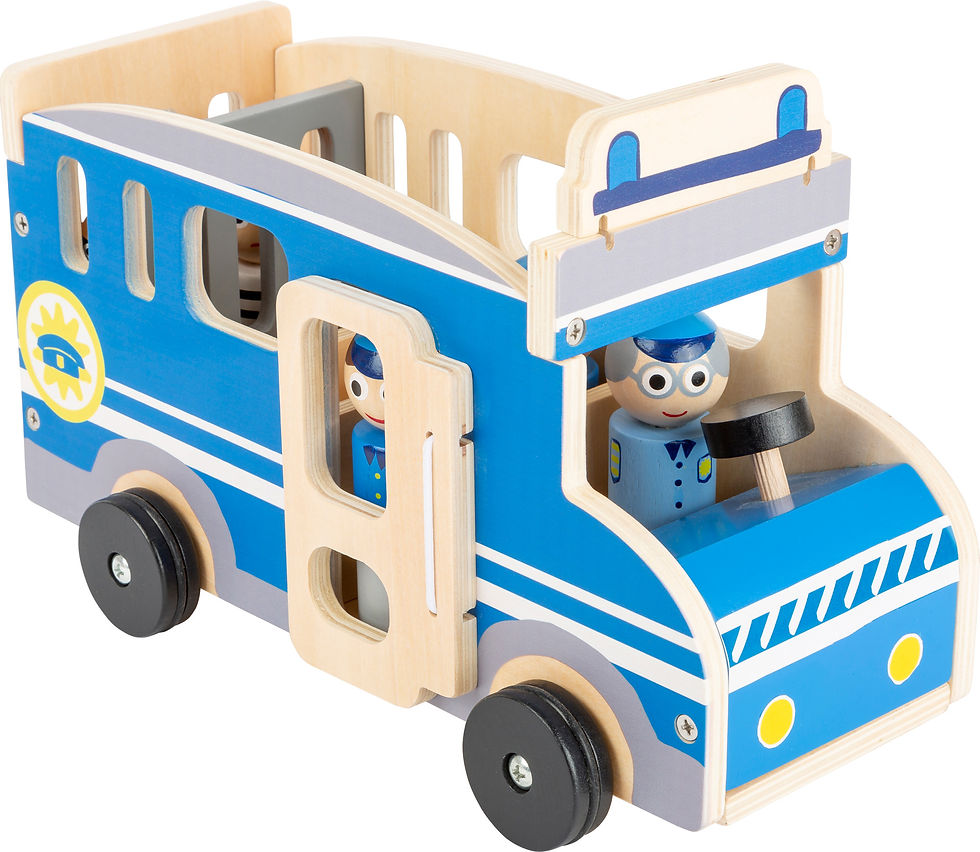 Miniature : ensemble jouet police bois figurines et véhicule