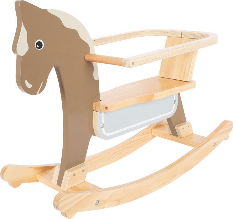 Miniature : Cheval à bascule en bois naturel – vue avant en angle
