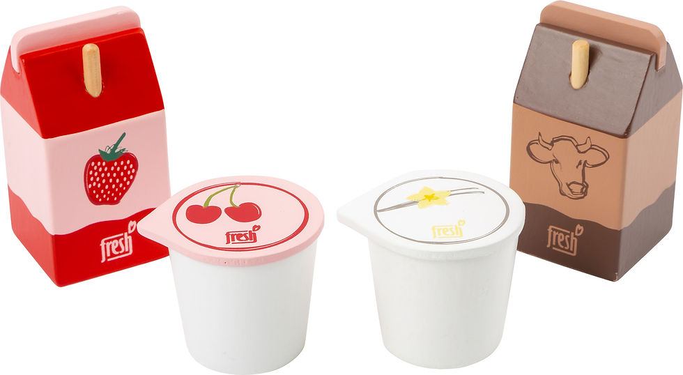 Set de produits laitiers en bois