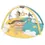 Miniature : Tapis d’éveil bébé rond avec arche jaune et turquoise, ourson en peluche et jouets suspendus.