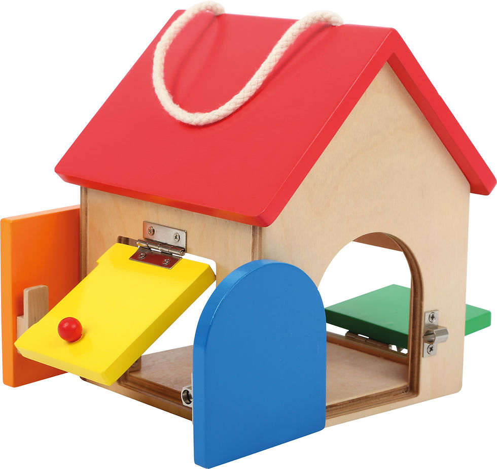 Miniature : Maison éducative en bois avec portes et loquets pour développer la motricité fine