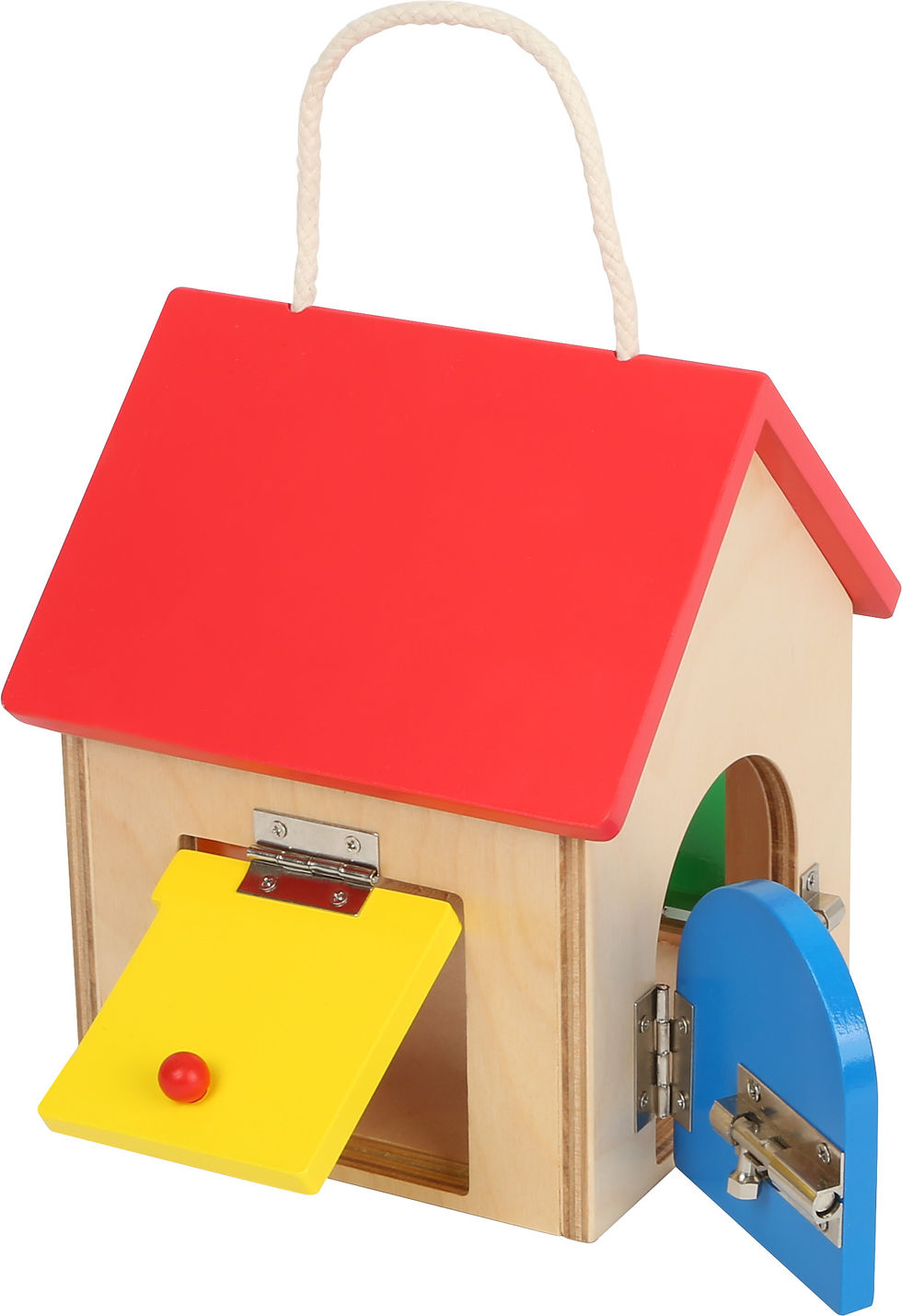 Miniature : Jeu Montessori maison en bois avec poignée de transport et serrures