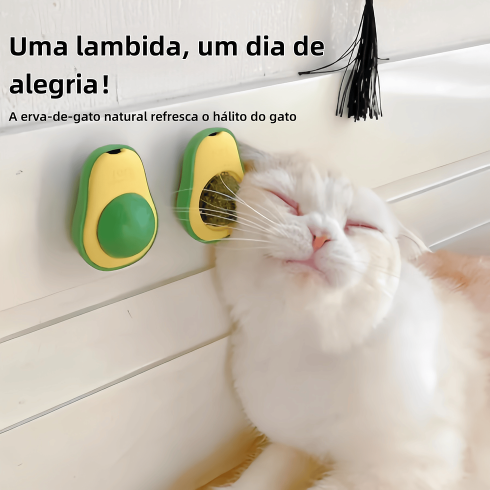 Miniatura: Bola de lamber com ervas naturais para gatos, brinquedo de limpeza com abacate