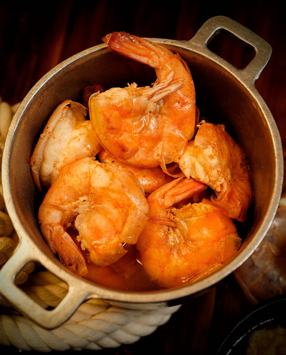 Shells on steamed shrimp!