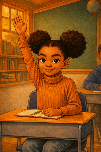 Reggie raising hand in class.png