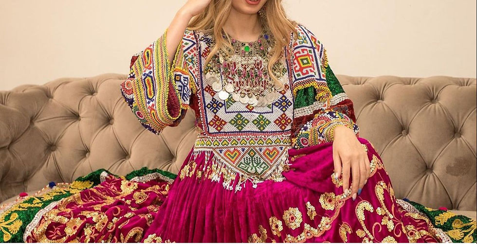Thumbnail: Velvet (gulibakhmal) pink dress Sitara work on border