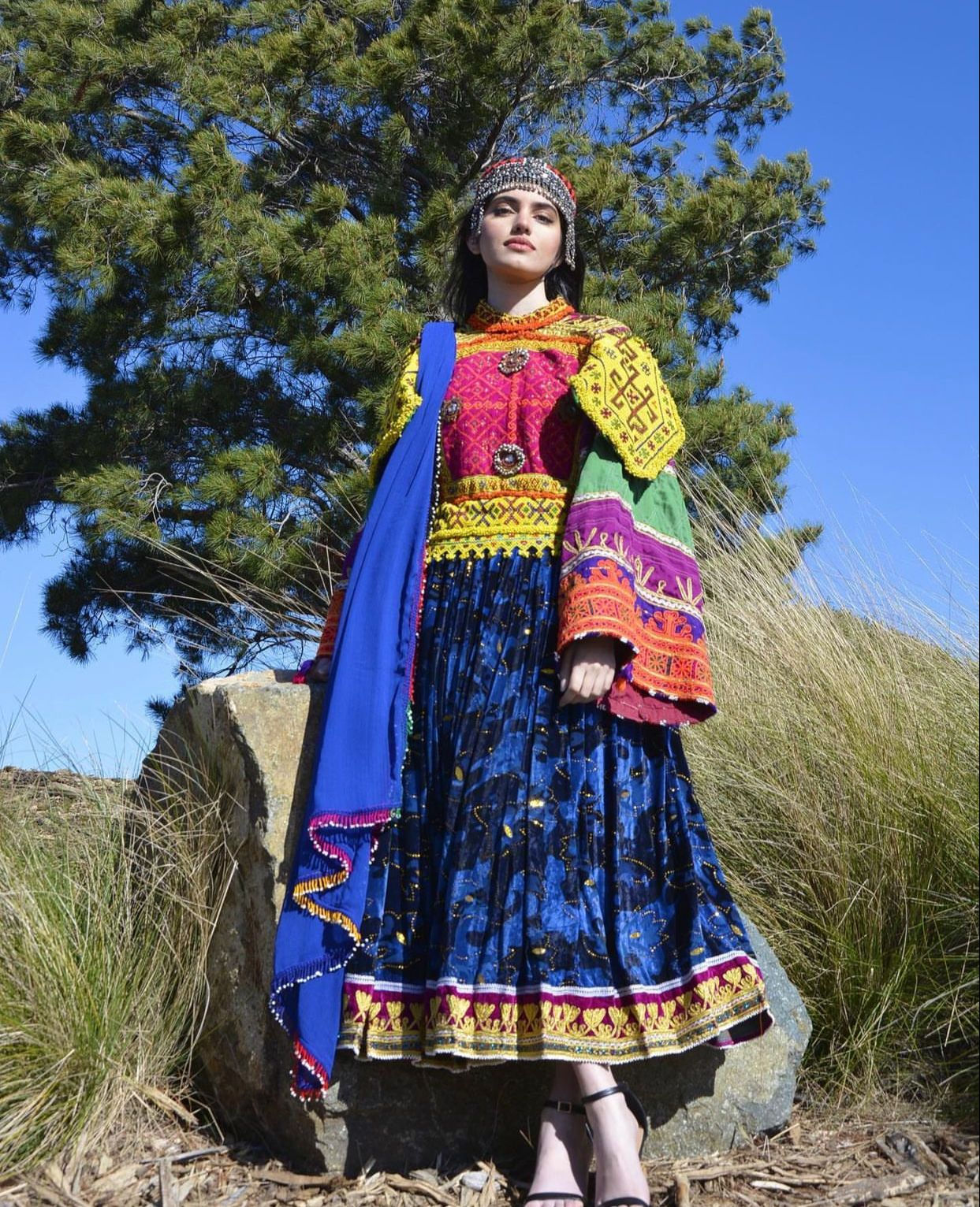 Blue lelan/Gaj/silk/shafoon/velvet dress 💙