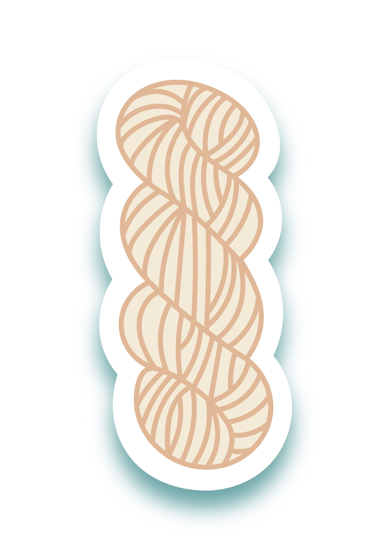 Custom yarn sticker for Vera Crochet, featuring a colorful and playful design that reflects the brand's handmade crochet crea