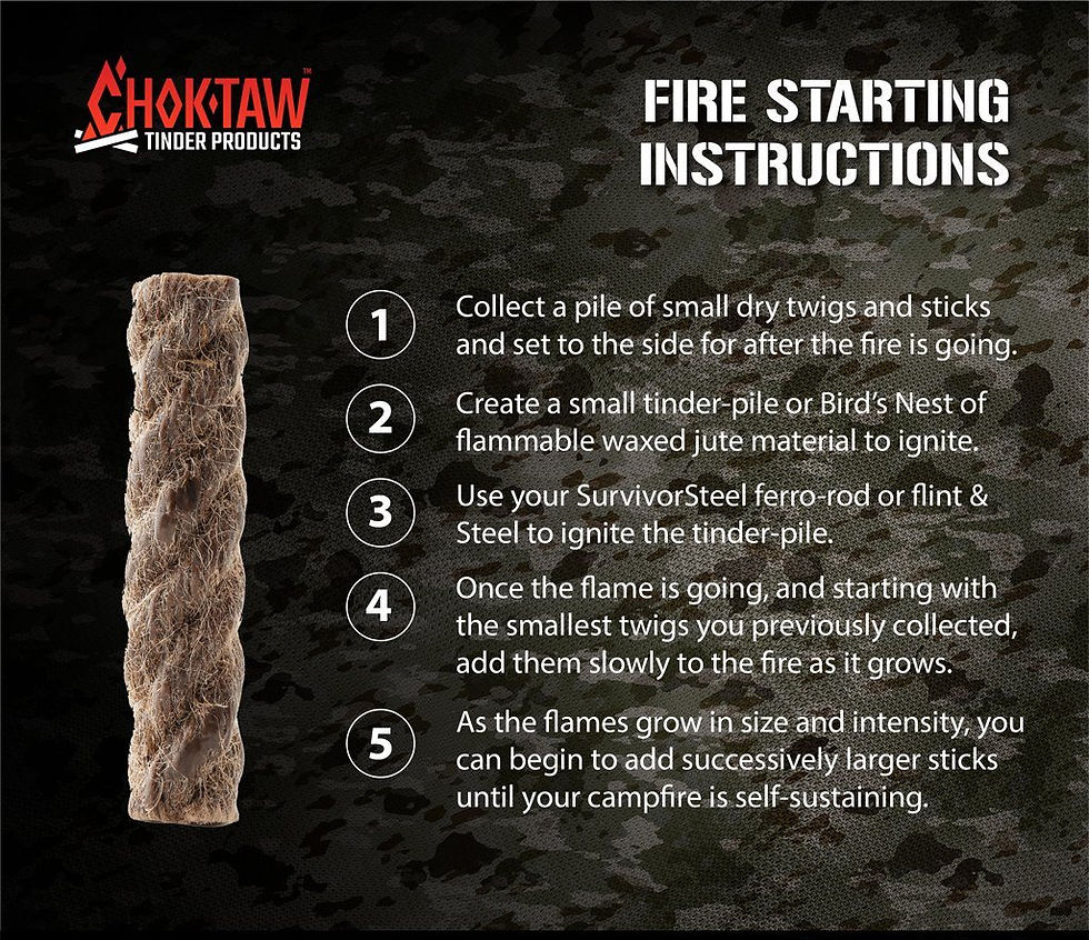 Thumbnail: CHOKTAW Waxed Jute Rope Tinder Sticks