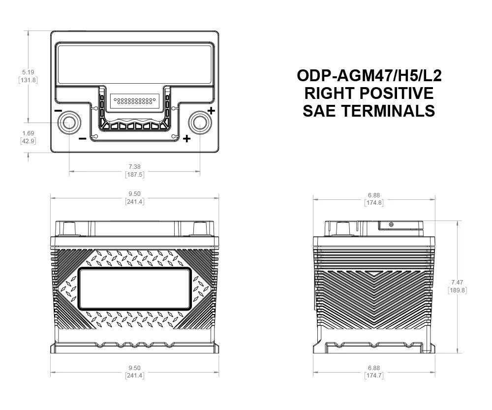 ODYSSEY Extreme Battery ODPAGM47 H5 L2 12° North Industries