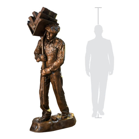 3D printed oversized bricklayer finished in faux bronze