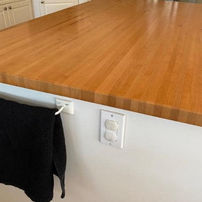 Custom Wood Countertop with natural stain and white cabinets by Narrow Leaf Woodworks in Albuquerque