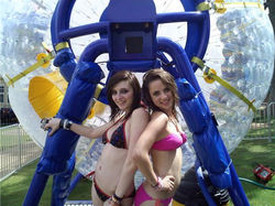 Brunette Bikini girls about to ride