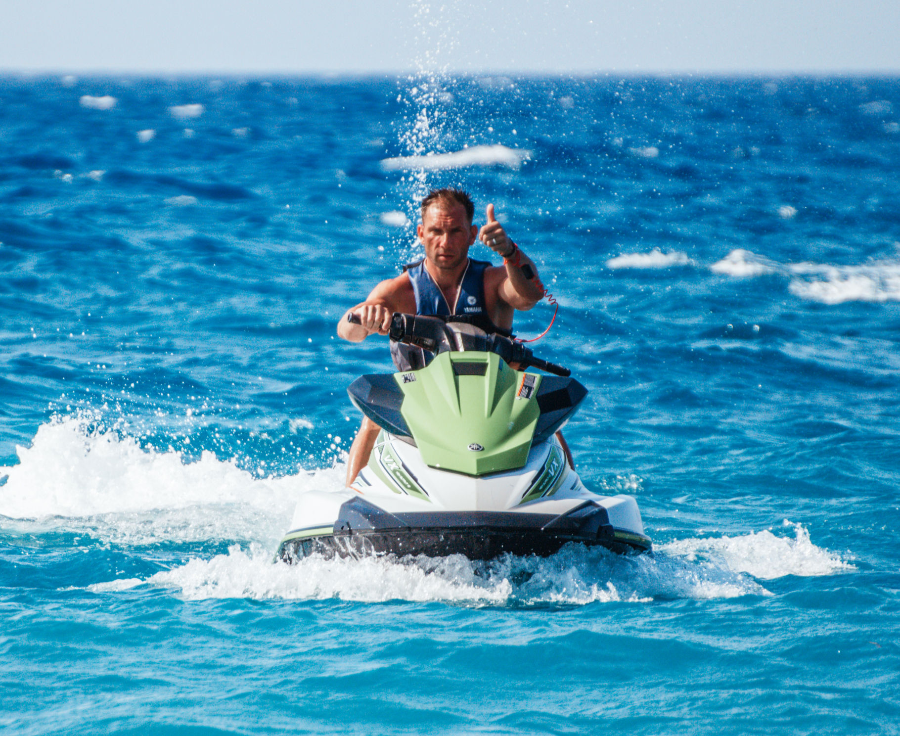 having fun on a jet ski jet bike in rhodes greece