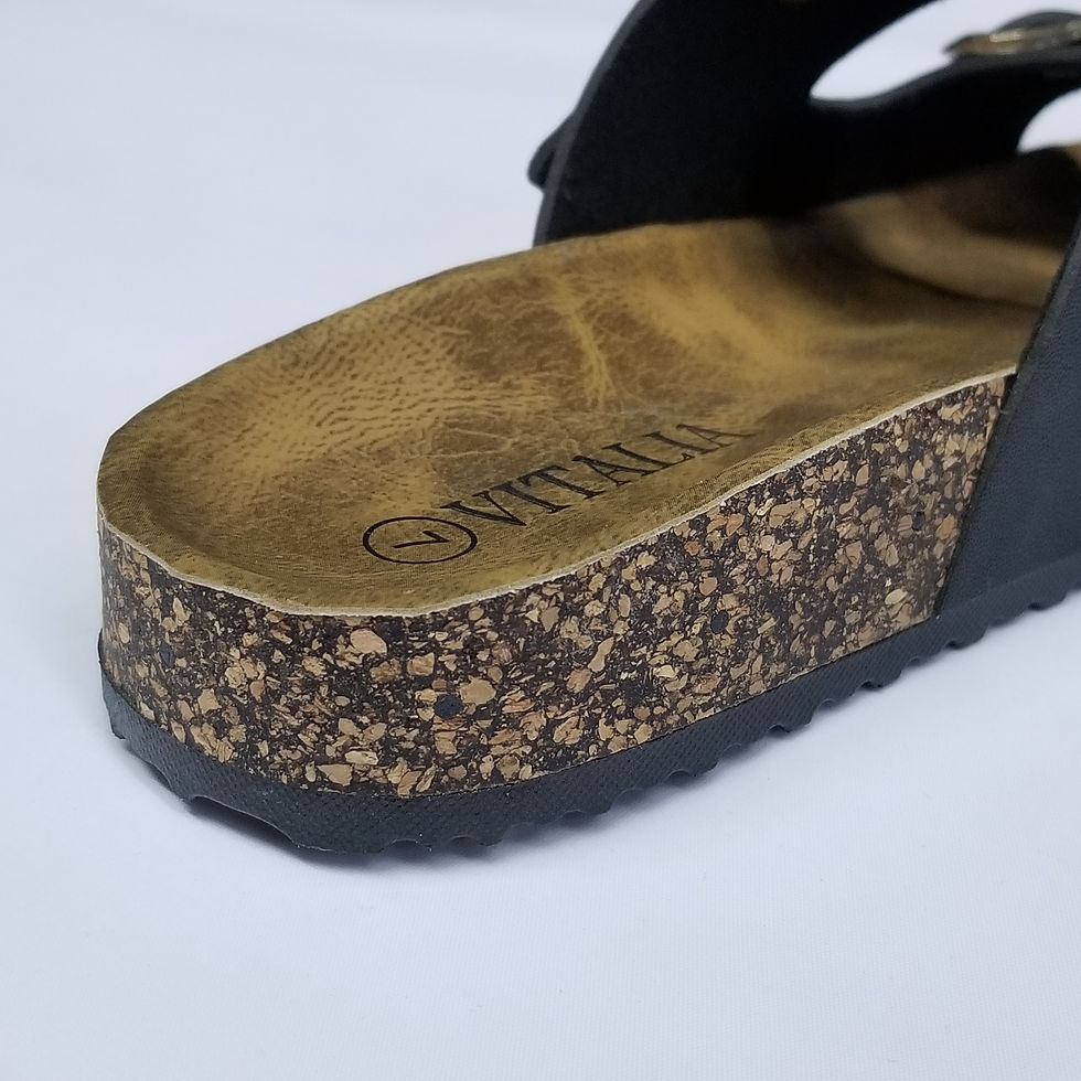 Thumbnail: Cork Footbed Sandal, Adjustable Strap Buckle, Black