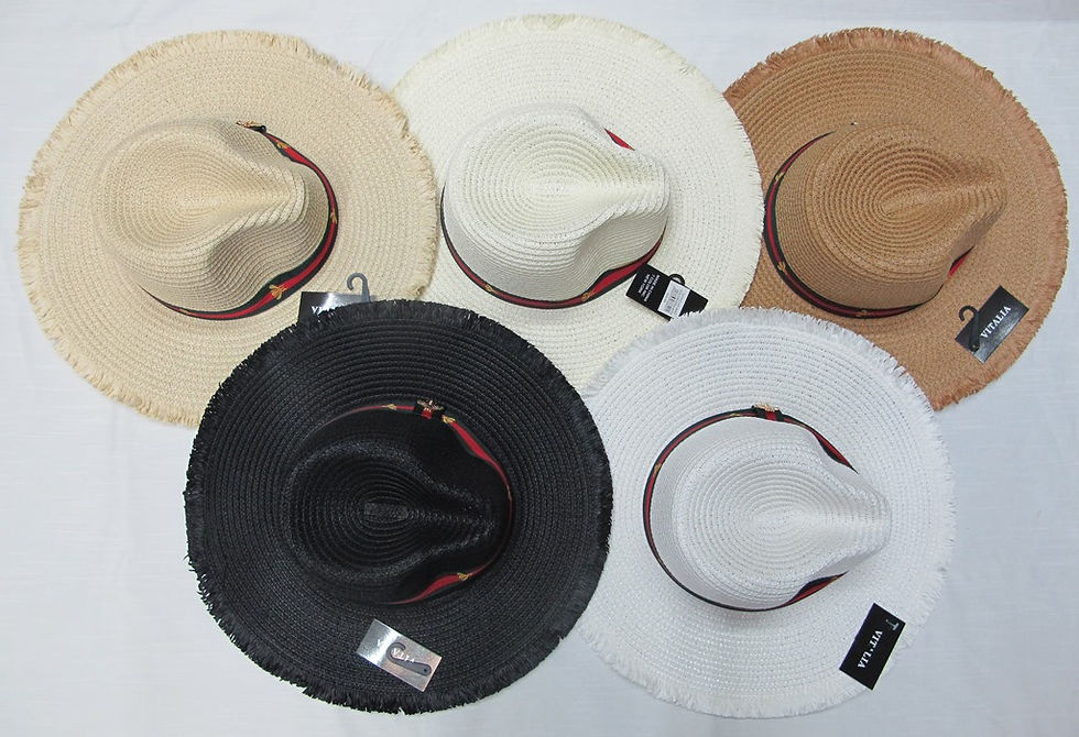 Thumbnail: Women Fashion Bumble Bee Color Band Deco Straw Hat  #HT-8842     12 PCS/DOZEN