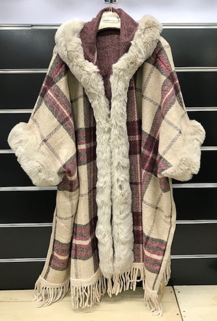 Thumbnail: Women Winter Checker Poncho #PO-7323