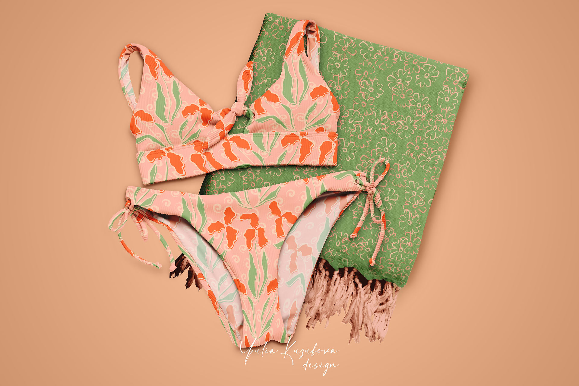Flower Power Collection: A vibrant and dynamic surface pattern design featuring bold floral motifs in a mesmerizing color palette.