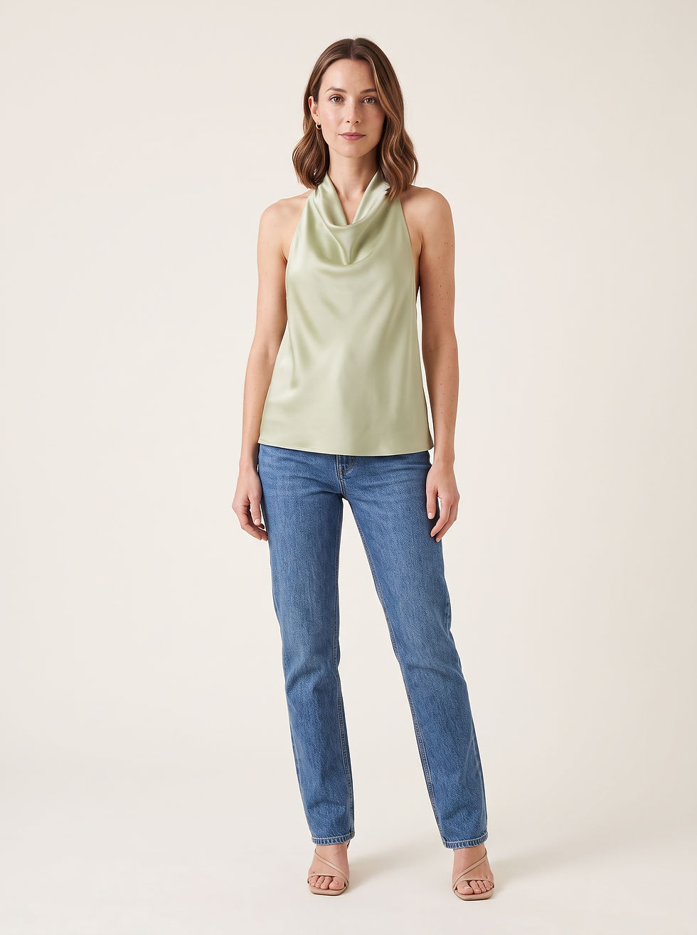 Thumbnail: Backless Satin Halter Top