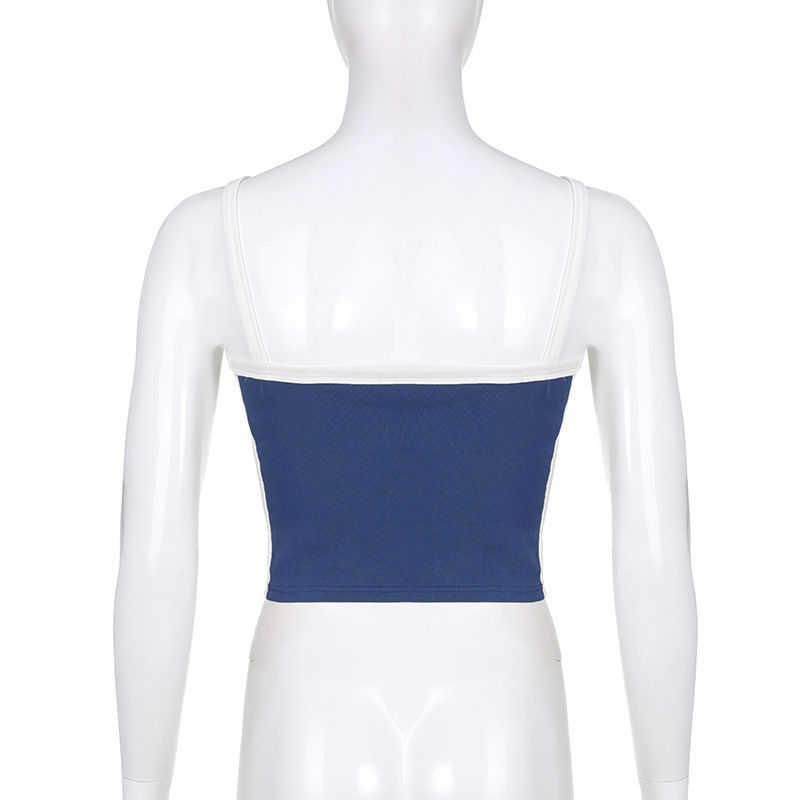 Thumbnail: Sleeveless Knitted Crop Tops Green Sexy Basic Patchwork 2023 Summer Casual Cami 
