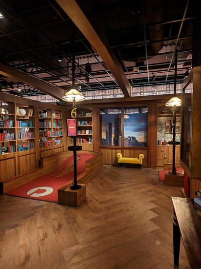 Inside of mini golf putt putt lobby