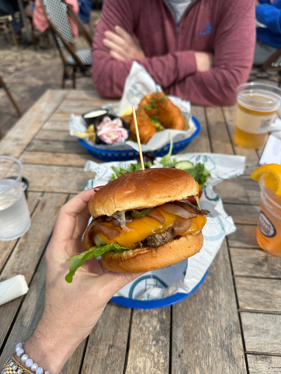 A burger at the dock at montrose beach
