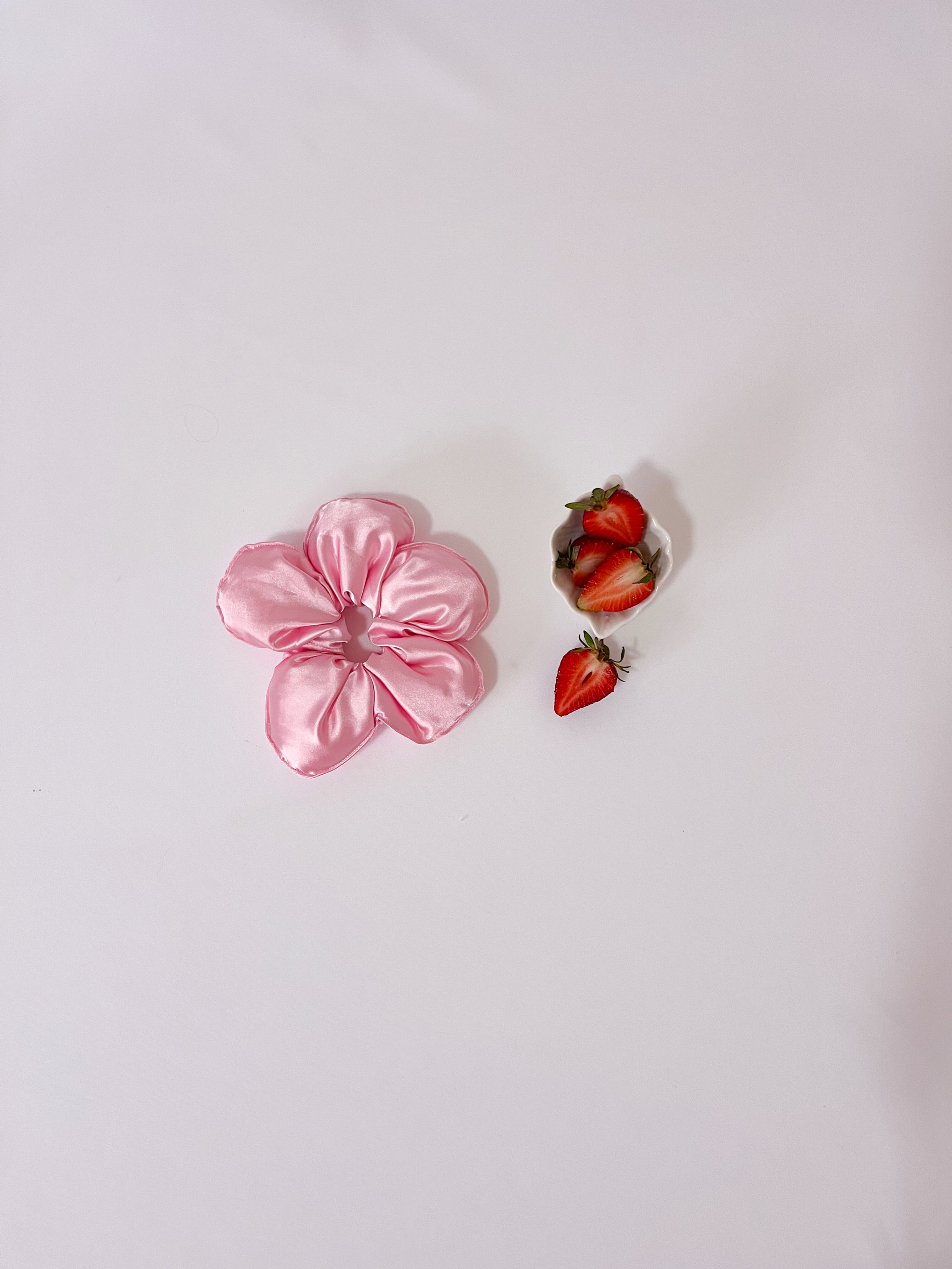 Scrunchie Flower Saten Rosa