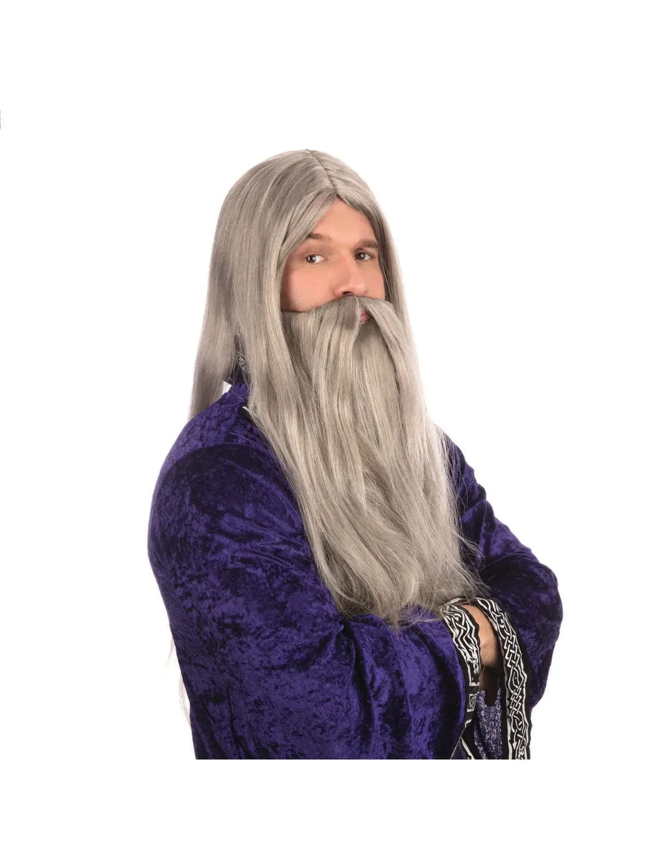 Wizard Santa Magician Grey Wig and Beard Set BW909