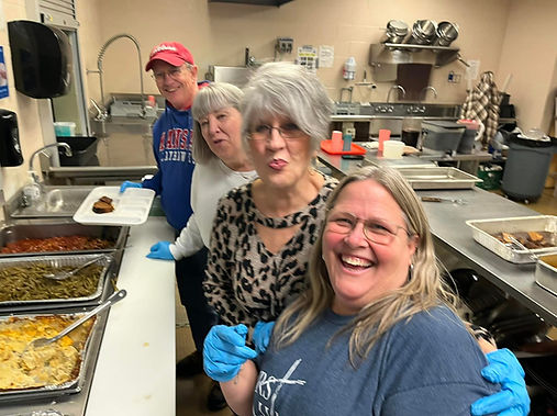 We serve meals twice a month for Community Missions Haven House.