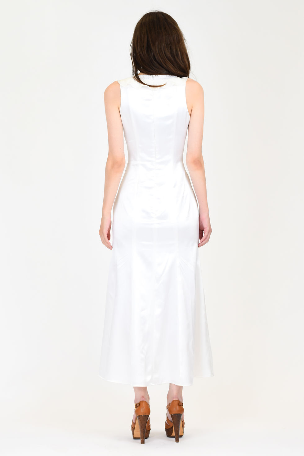 Thumbnail: Catherine of Braganza Silk and Satin Long White Dress