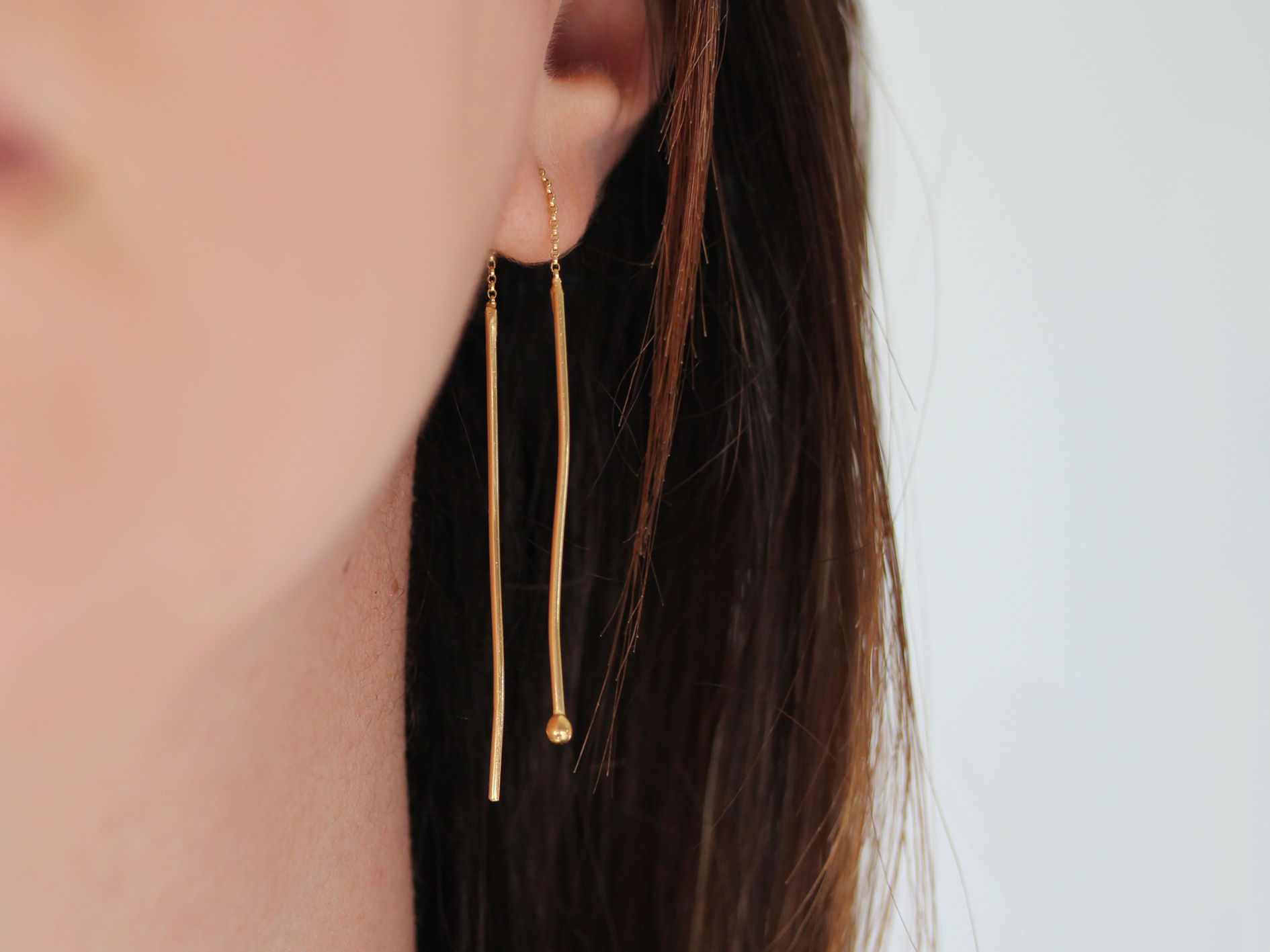 Matchstick pendant earrings in sterling silver