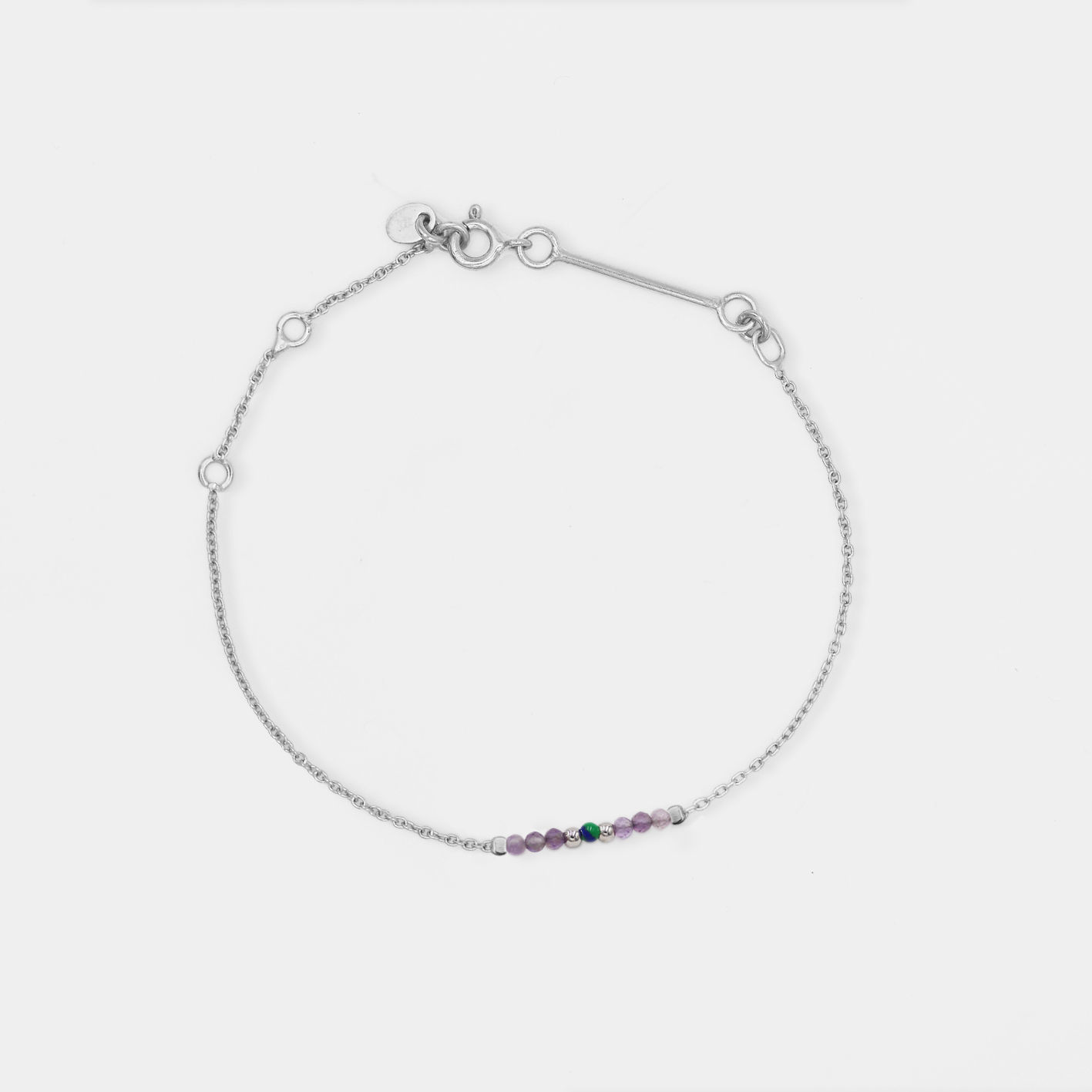 Bracciale con centrale ametista e malachite in argento 925