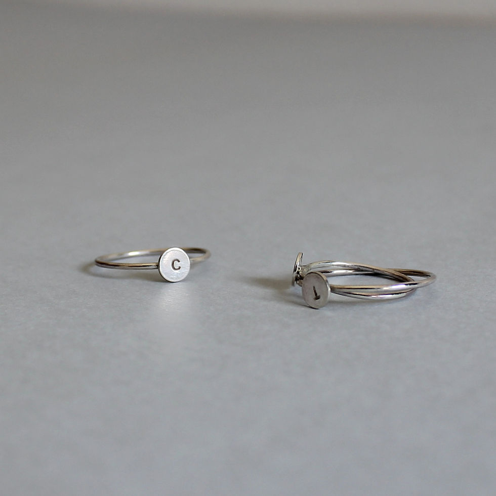 Thumbnail: Initial ring in sterling silver