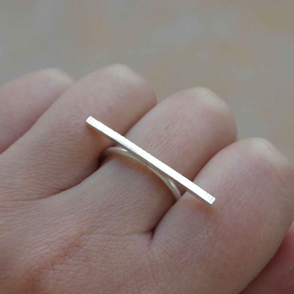 Thumbnail: Long bar ring in sterling silver