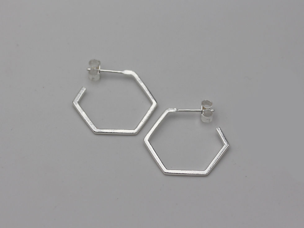Thumbnail: Hexagonal earrings in sterling silver