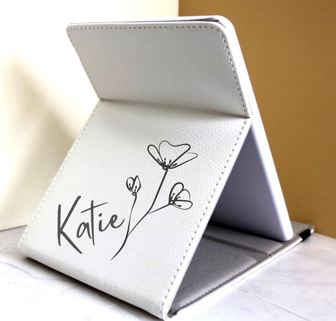 Engraved LED Large Table Top Portable Mirror