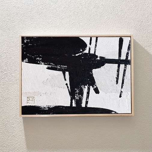 漆喰画 蓮池 sumi impressin_lotus pond | hananoma_webshop