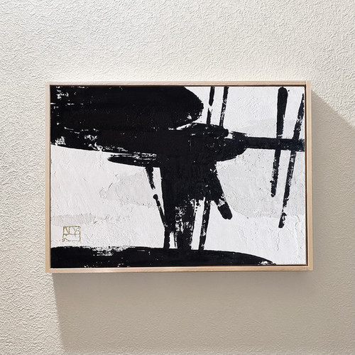 漆喰画 蓮池 sumi impressin_lotus pond | hananoma_webshop