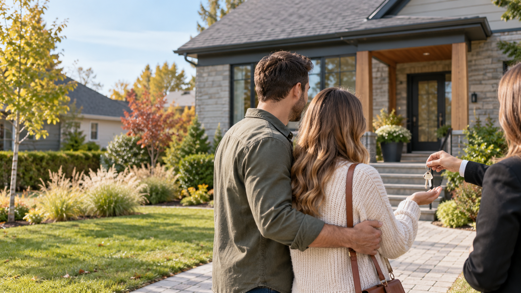 Premiers acheteurs recevant les clés de leur maison au Québec